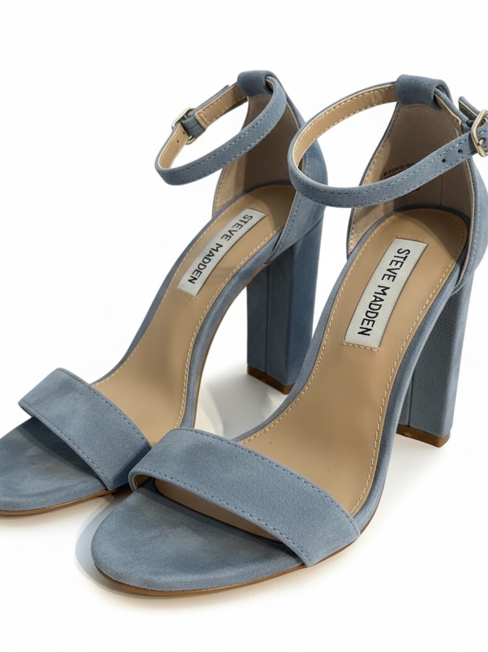 Steve Madden Light Blue Suede Block Heel Sandals